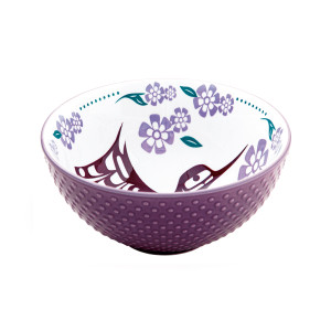 Porcelain Art Bowl (Medium) - Hummingbird (Purple)
