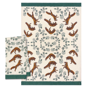 Printed Tea Towel - Foxes (Wagooshna)