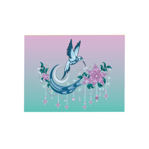 Folding Card - Hummingbird (Teal/Purple)