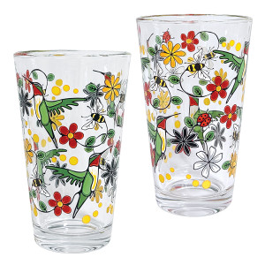 Printed Glass Tumbler (Set of 2) - Hummingbird (Nenookaasi)