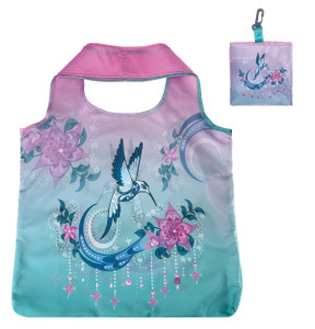 Foldable Shopping Bag - Hummingbird (Pink/Teal)