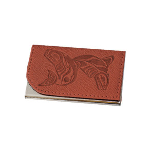 Card Holder - Whales - Brown