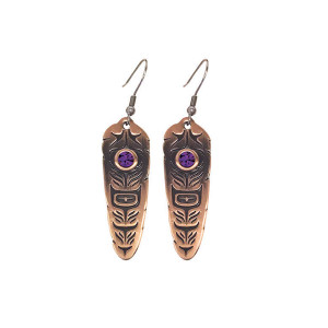 Sacred Feather Earrings (Amethyst)