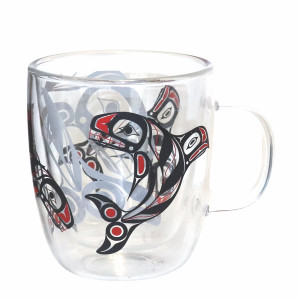 Double Walled Glass Mug- Raven Fin Killer Whale