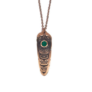 Sacred Feather Necklace (Emerald)