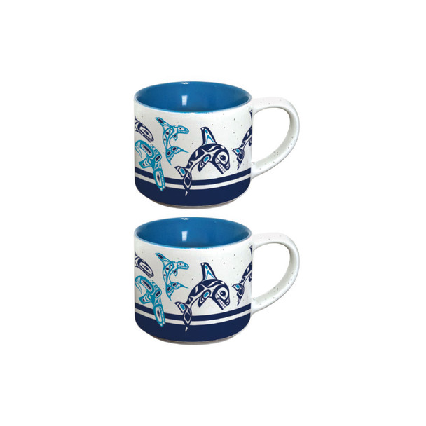 Ceramic Espresso Mugs - Set of 2  (Orca Family) Ceramic Espresso Mugs - Set of 2  (Orca Family)