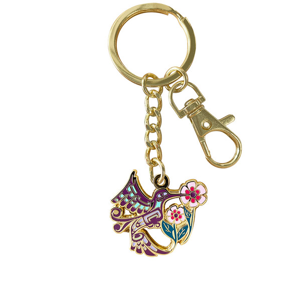 Enamel Keychain - Hummingbird (Purple/Pink)
