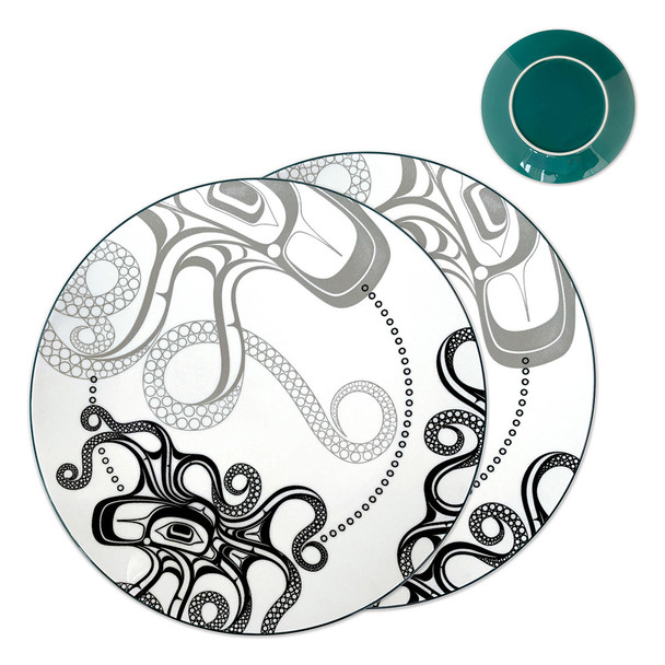 Porcelain Art Dinner Plates (Set of 2) - Octopus (Nuu)