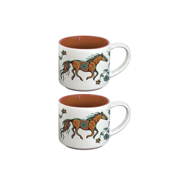 Ceramic Espresso Mugs (Set of 2) - Horse (Bebezhigooganzhii)