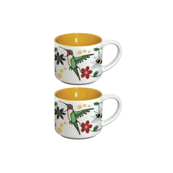 Ceramic Espresso Mugs (Set of 2) - Hummingbird (Nenookaasi)
