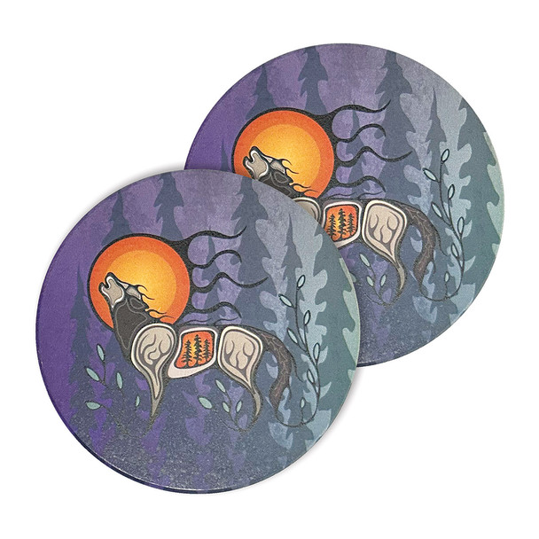 Ceramic Coasters (set of 2) - Wolf (Ma’iingan)