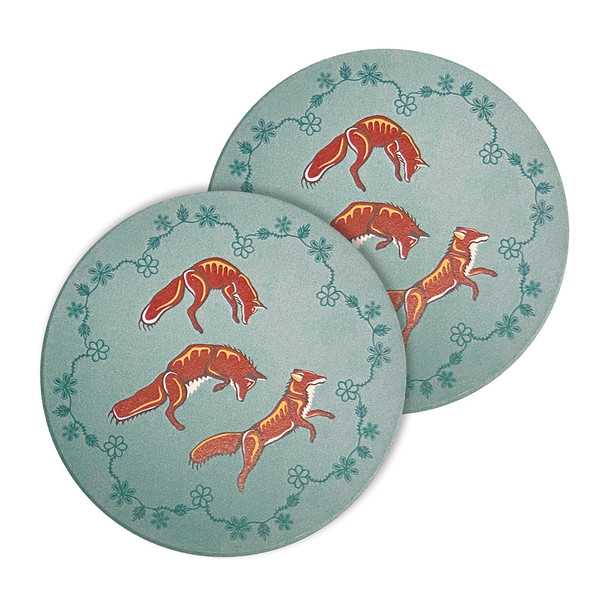 Ceramic Coasters (set of 2) - Foxes (Wagooshna)