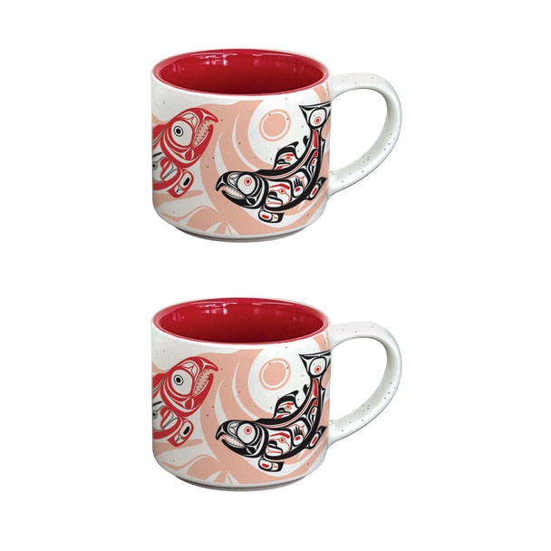 Ceramic Espresso Mugs (Set of 2) - Salmon