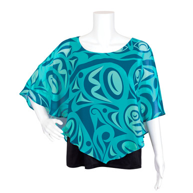 Chiffon Blouse - Salish Eagle - L, Joe Wilson-Sxwaset, Coast