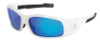 Swagger Safety Glasses, Blue Diamond Mirror Polycarbon Lenses, White Frame