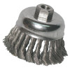 Knot Wire Cup Brush, 3 in Dia., 5/8-11 Arbor, .014 in Stainless Steel