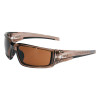 Hypershock Safety Eyewear, Clear Poly Uvextreme Plus AF Lens, Smoke Brown Frame