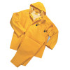 3-Piece Rainsuits, Jacket/Hood/Overalls, 0.35 mm, PVC/Polyester, Yellow, X-Large