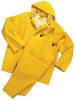 Three-Piece Rainsuit, Jacket/Hood/Overalls, 0.35 mm PVC/Poly, Yellow, 6X-Large