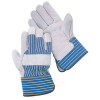 Select Shoulder Split Leather Palm Gloves, Large, Blue Stripes/Gray