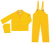 Flame Resistant Rain Suit, Jacket/Hood/Pants, 0.35 mm PVC/Poly, Yellow, Large