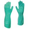 Flock-Lined Nitrile Disposable Gloves, Gauntlet Cuff, Size 10/X-Large, Green