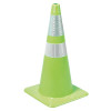 W Series Traffic Cones, 28 in, 6" & 4" Reflective Collar, PVC, Fluorescent Lime