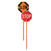 Safety Paddle, Silk-Screened Plastic, 81" Hndl, STOP/SLOW, Red/White/Orange/Blk