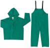 Two-Piece Rain Suit, Jacket w/Hood, Bib Pants, 0.42 mm PVC/Poly, Green, 2X-Large