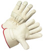 Leather Palm Gloves, X-Large, Cowhide, Canvas, Gray, Yellow