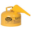 Type 1 Safety Can With Funnel, 2.5 gal, Steel, Yellow