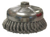 Single Row Heavy-Duty Knot Cup Brush, 6 in Dia., 5/8-11 UNC, 1 3/8 x .014 Steel