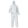 KLEENGUARD A35 Coveralls, Zipper Front, Elastic Wrists/Ankles, Hood, White, L