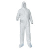 Kleenguard A35 Coveralls,Zipper Front;Elastic Wrists/Ankles,Hood, Boots,White,XL