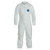 Tyvek Coveralls, Collar; Front Zipper, Open Wrists/Ankles, Large, White