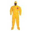 Tychem QC Coveralls with attached Hood and Socks, Bound Seam, Yellow, XL
