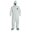 Tyvek Coveralls with attached Hood and Boots, XL, White