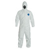 Tyvek Coveralls with Attached Hood, Serged Seams, 3X-Large, White