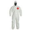 Tychem SL Coveralls with attached Hood, Bound Seams, White, XL