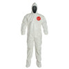 Tychem SL Coveralls with attached Hood and Socks, Storm Flap, Bound Seams, LG