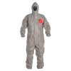 Tychem F Coveralls with attached Hood, Gray, 2XL
