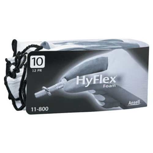 HyFlex Foam Gloves, 10, White/Gray