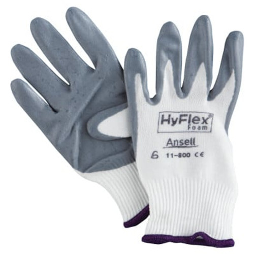 HyFlex Foam Gloves, 6, White/Gray HyFlex Foam Gloves, 6, White/Gray