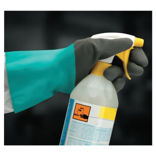 AlphaTec Gloves, Size 10, 12 in, Black/Teal