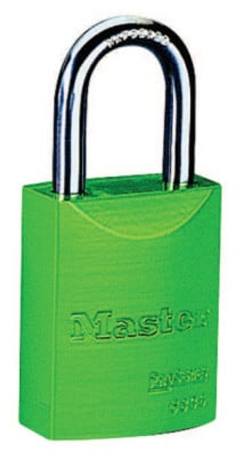 Pro Series High Visibility Aluminum Padlocks, 1/4"Dia, 1 1/16"L X 25/32"W, Green