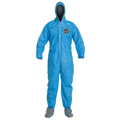 Proshield 10 Coveralls Blue with Attached Hood and Boots, XL, 25/BX