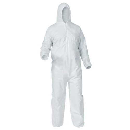 KLEENGUARD A35 Coveralls, Hood, Elastic Wrist/Ankles, White, 2XL