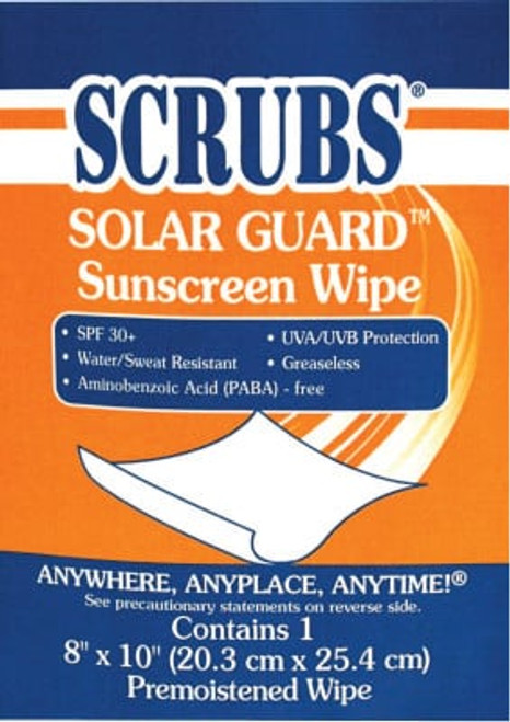 Solar Guard Sunscreen Towels, 3 lb Single Towel Packets, 100 per box