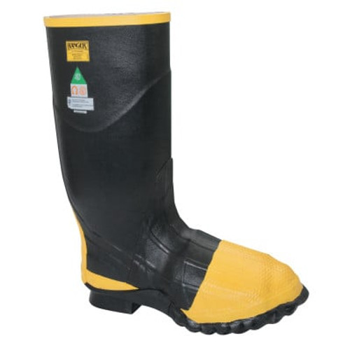 Turtleback Rubber Boots with Full Metatarsal Guard, Size 9, 16 in H, Black/Tan