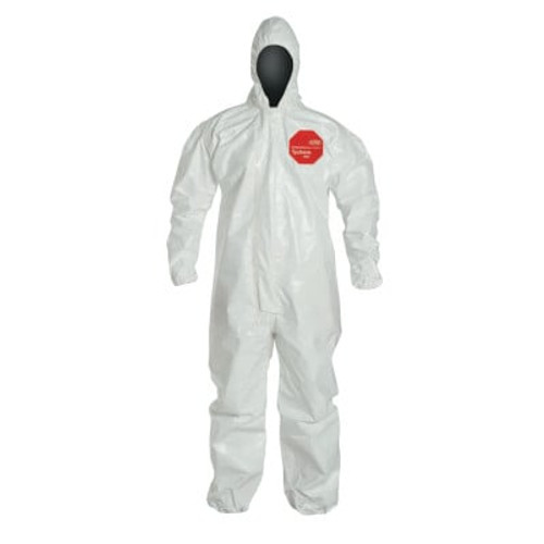 Tychem SL Coveralls with attached Hood, Taped Seams, White, XL